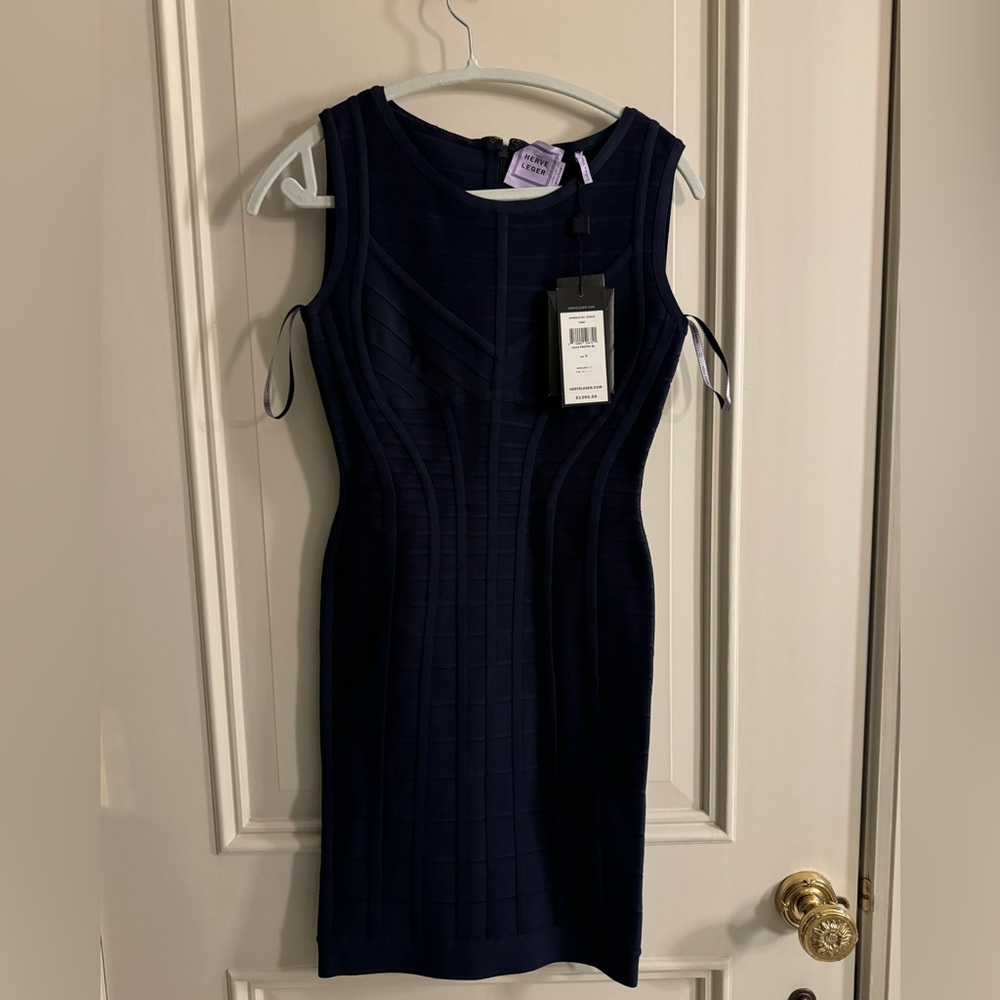 Herve leger short navy dress
Sleeveless 
New w tags